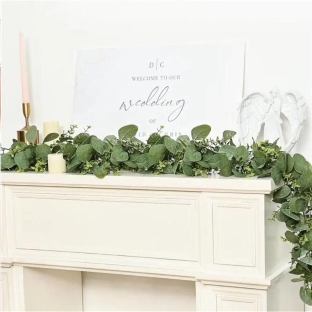 2 Pcs Artificial Eucalyptus Garland, 12 Ft Fake Greenery Garland, Faux Silver